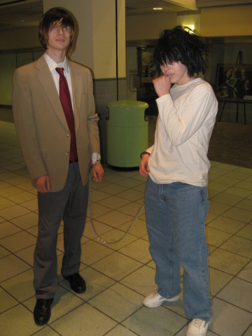 Light and L from Death Note.  I saw a female L later.