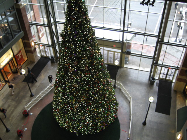 Four-story fake Christmas tree